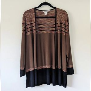 Misook Brown & Black Long Sleeve Acrylic Cardigan Sweater Womens Large